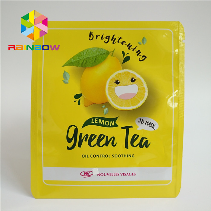 थ्री साइड सील प्रिंटेड जिपलॉक बैग लैमिनेटेड एल्युमिनियम फॉयल फेशियल आई मास्क