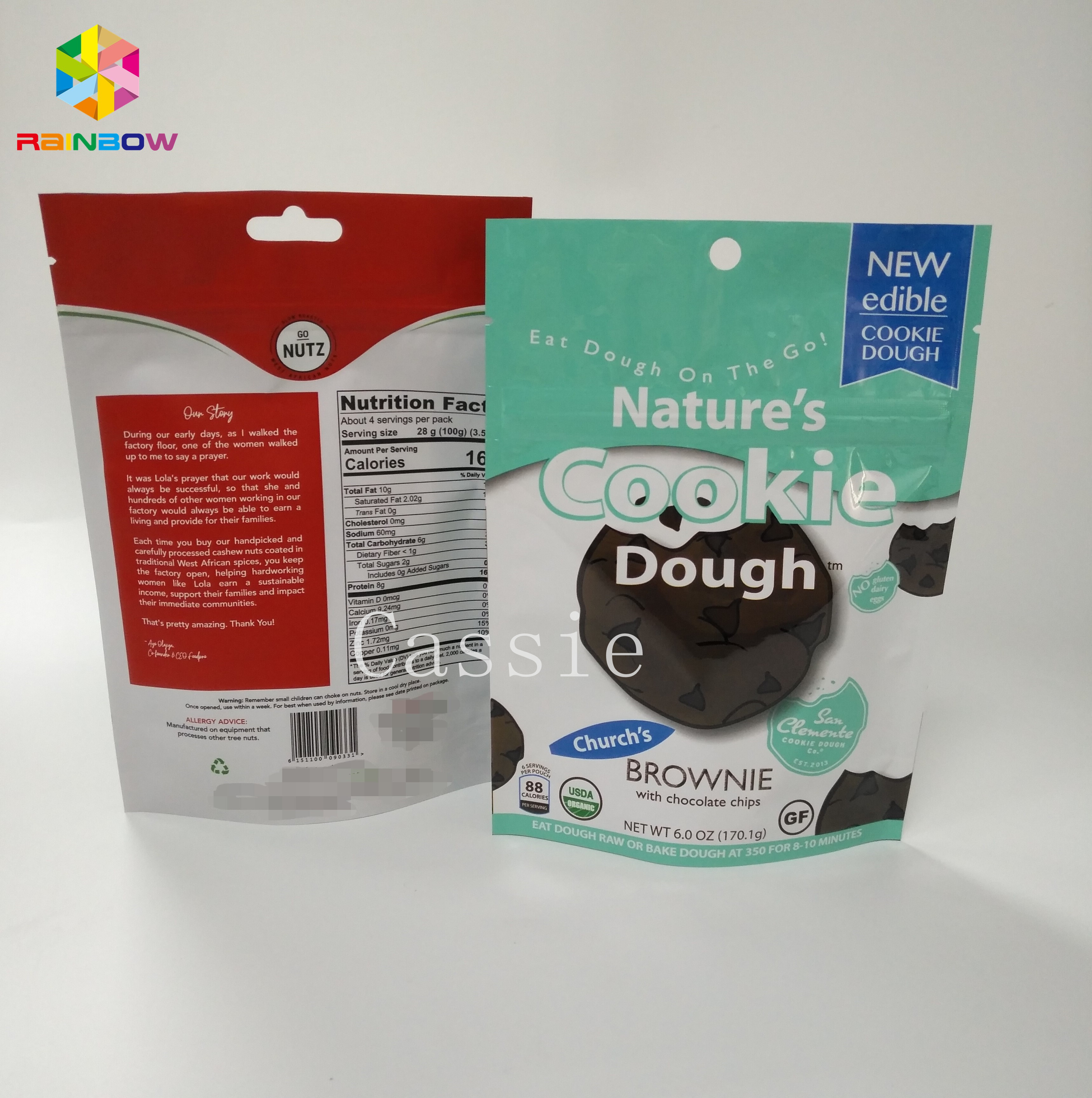 कस्टम मुद्रित स्नैक पैकेजिंग बैग गंध सबूत कुकीज़ ज़िपलॉक के साथ थैली खड़े हो जाओ