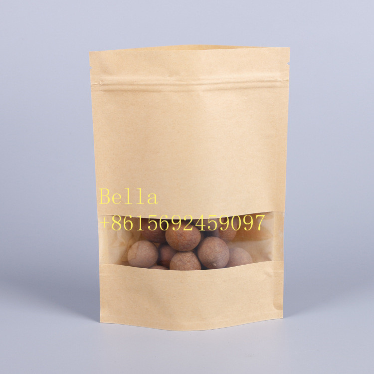 खाद्य ग्रेड जिपर थैली बैग, खिड़की के साथ क्राफ्ट पेपर एल्यूमीनियम पन्नी थैली खड़े हो जाओ