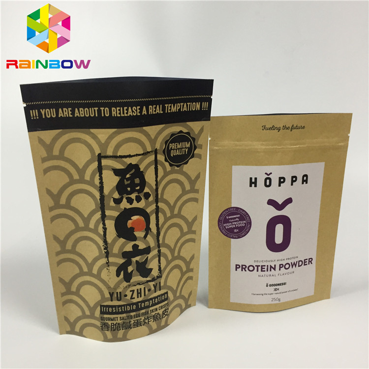 नट स्नैक के लिए क्राफ्ट पेपर जिपलॉक स्टैंड पाउच एल्युमिनियम फॉयल स्व स्टैंड मोइस्चर प्रूफ