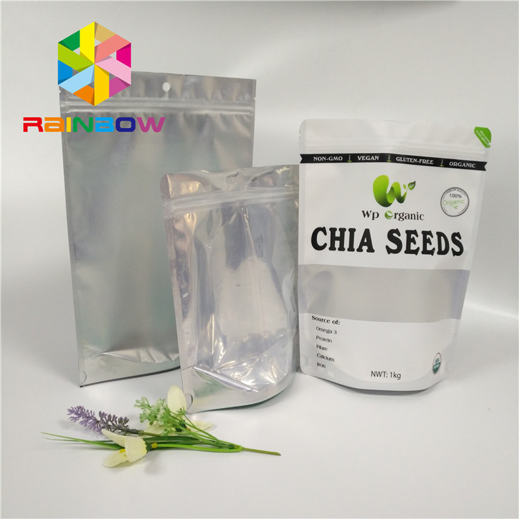 थोक खाद्य ग्रेड एल्यूमीनियम पन्नी बीज / सूखे फल पैकेजिंग के लिए स्पष्ट सामने खिड़की के साथ ज़िपलॉक बैग खड़े हो जाओ