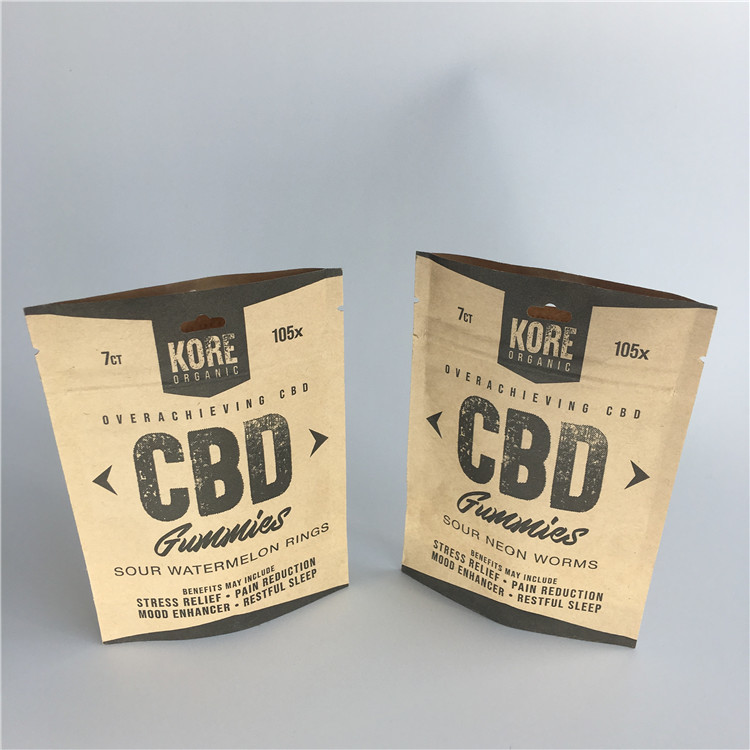 Resealable कॉस्मेटिक पैकेजिंग बैग एल्यूमीनियम पन्नी क्राफ्ट पेपर पाउच खड़े हो जाओ