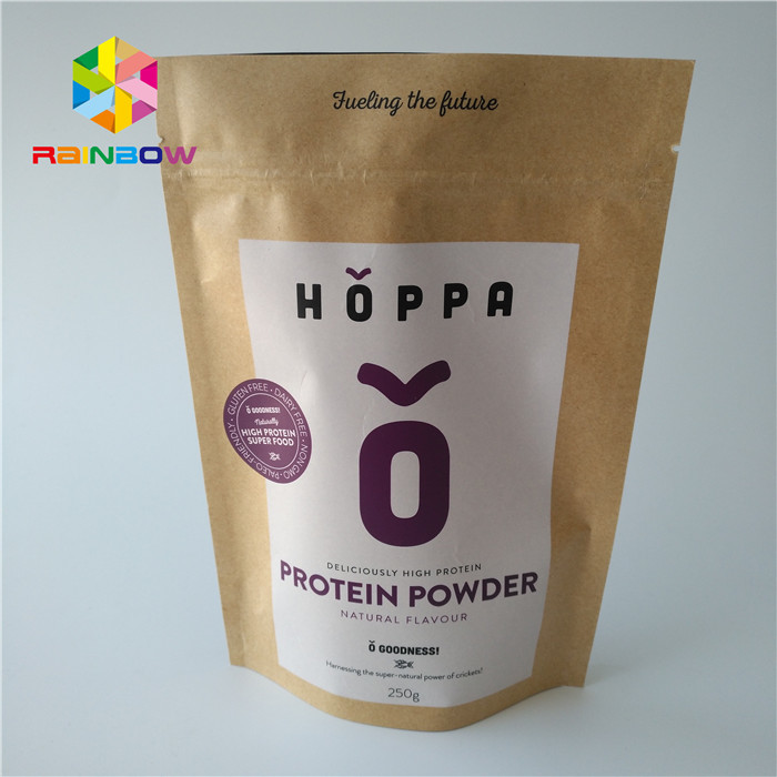 पारिस्थितिकी के अनुकूल पन्नी पाउच पैकेजिंग खाद्य ग्रेड ज़िपलॉक लोगो मुद्रित क्राफ्ट क्राफ्ट पेपर