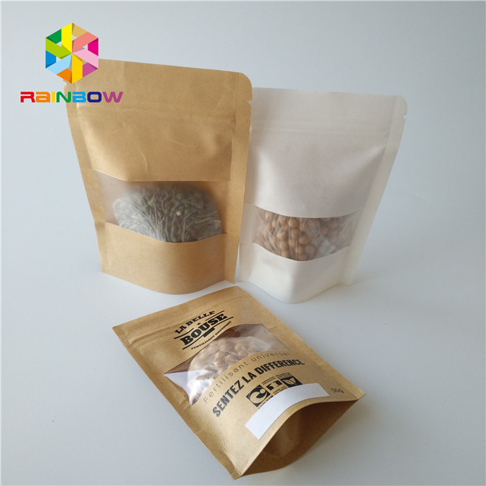 स्नैक फूड पैकेजिंग बैग्स जिप लॉक क्लियर प्लास्टिक पाउच पारदर्शी खिड़की के साथ खड़े हो जाएं