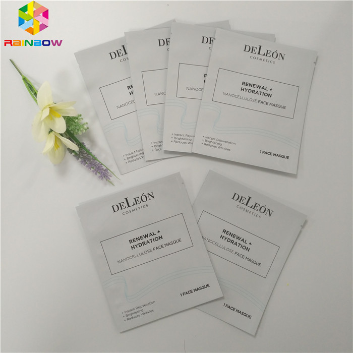 एल्यूमीनियम पन्नी प्लास्टिक कॉस्मेटिक पैकेजिंग बैग चेहरे की पैकिंग 3 पक्षों सील मुखौटा पैकेट है