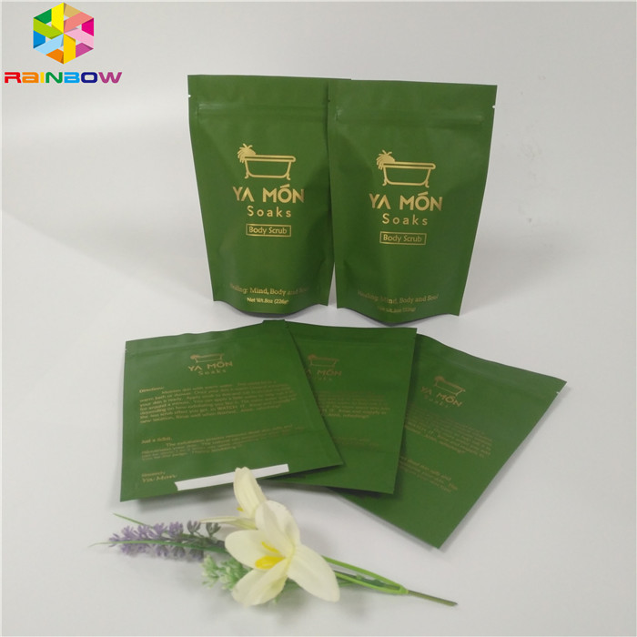 साल्ट फ़ॉयल पाउच पैकेजिंग ज़िपर टॉप स्टैंड अप जिपलॉक बाथ साल्ट बैग एल्युमिनियम फ़ॉइल