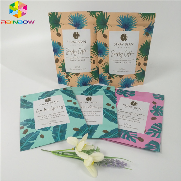 बॉडी स्क्रब के लिए रिक्जेबल मैट फिनिश स्टैंड पाउच बैग, जिप लॉक पैकेजिंग बैग