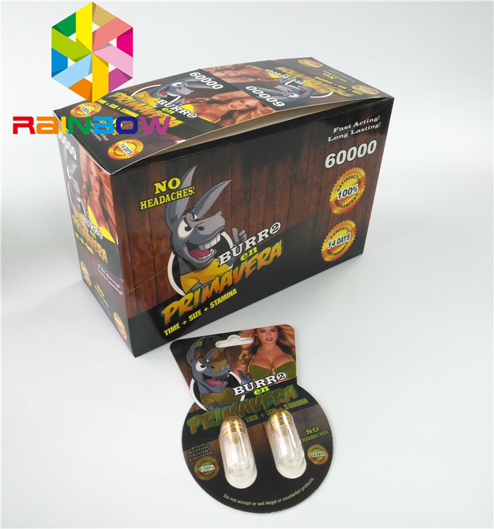 ग्लॉसी ब्लिस्टर कार्ड पैकेजिंग कस्टम सेक्स एन्हांसमेंट बुरो 2 60000 पेपर कार्ड