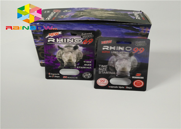 प्लास्टिक बोतल ब्लिस्टर सम्मिलित कार्ड पुरुष संवर्धन गोलियां 3 डी पैकिंग कार्ड / डिस्प्ले बॉक्स से