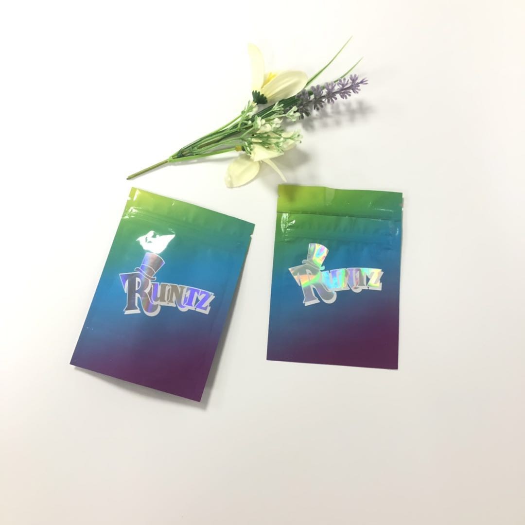 स्मेल प्रूफ होलोग्राफिक रंटज जिप लॉक प्लास्टिक बैग्स कैप्सूल / पिल्स के लिए प्रतिरोधी बच्चे