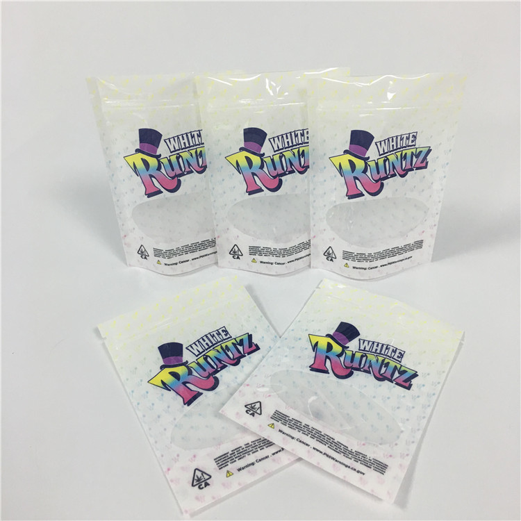 सफेद रूंटज गंध सबूत थैली खरपतवार बैग पैकेजिंग Mylar Doypack बैग खड़े हो जाओ