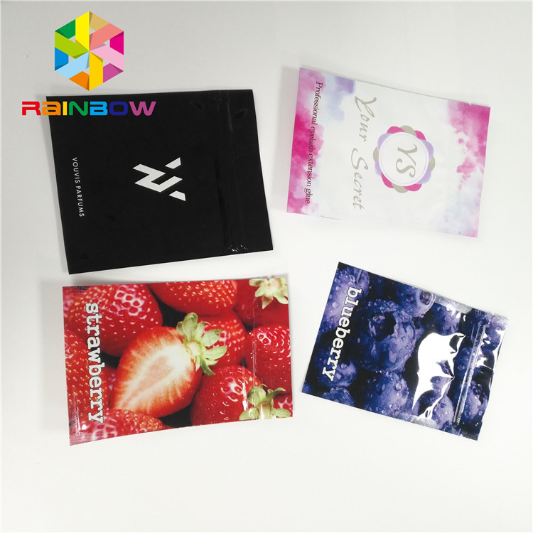 कॉस्मेटिक मेकअप पैक के लिए मैट एल्युमिनियम फॉयल पैकेजिंग बैग्स थ्री साइड सील पाउच