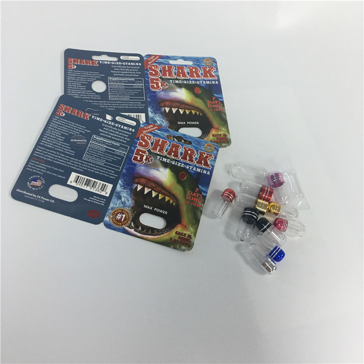 राइनो पुरुष संवर्धन गोली कैप्सूल पैकेजिंग बक्से ब्लिस्टर शार्क पेपर कार्ड