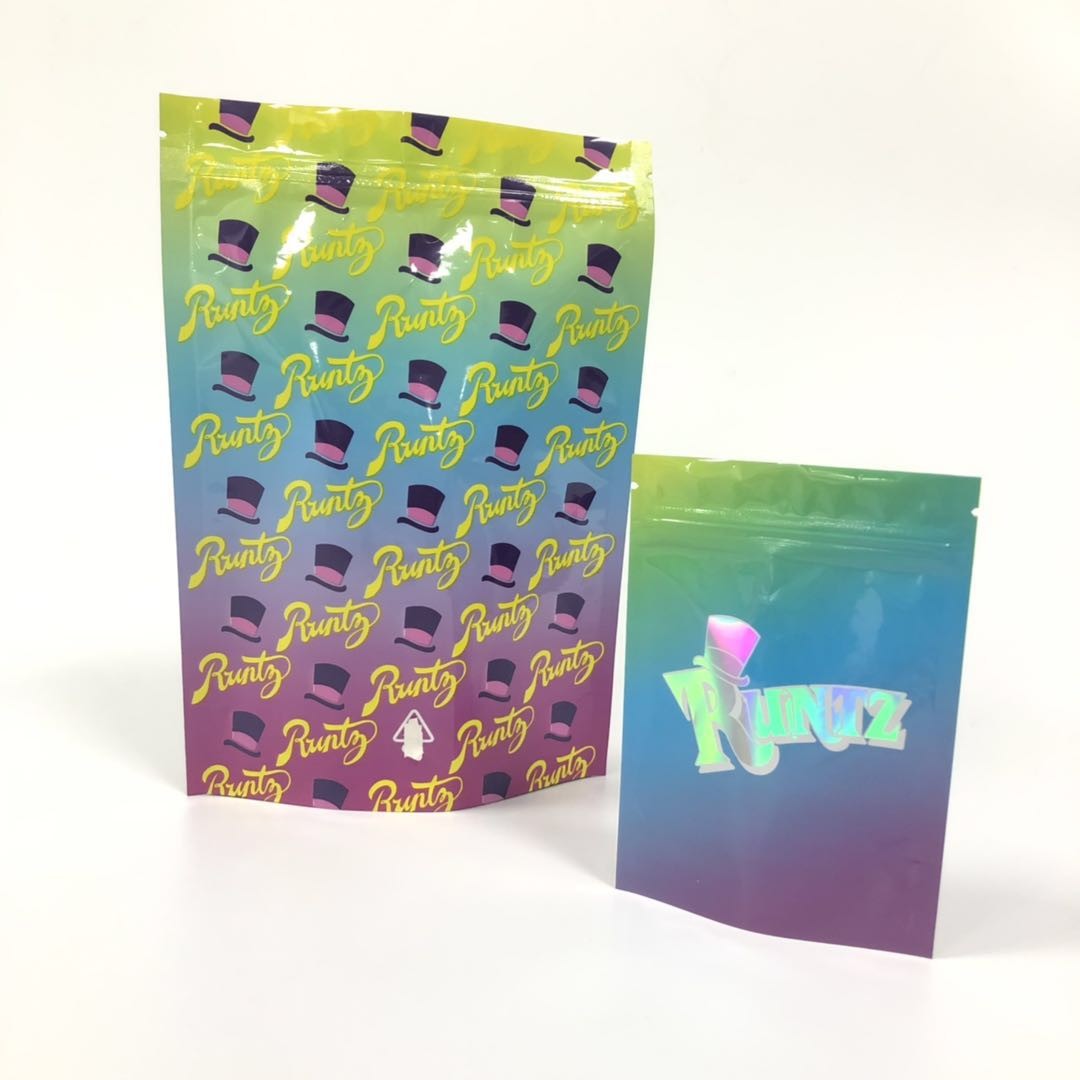 3.5 ग्राम स्टैंड अप हर्बल धूप पैकेजिंग मायलर जिपलॉक खरपतवार प्रूफ रंटज गांजा बैग