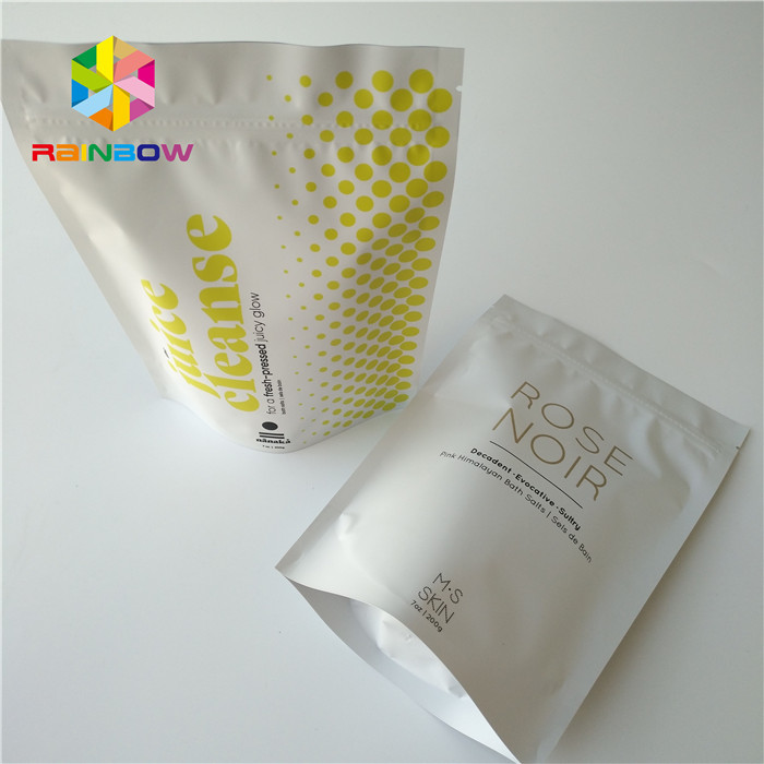 जिपलॉक प्रिंटेड पन्नी स्टैंड अप कॉस्मेटिक पैकेजिंग बैग नारियल / कॉफी बॉडी स्क्रब