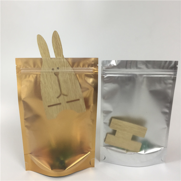 टुकड़े टुकड़े में एल्यूमीनियम पन्नी ज़िप लॉक बैग पाउच पारदर्शी साइड नमी सबूत खड़े हो जाओ