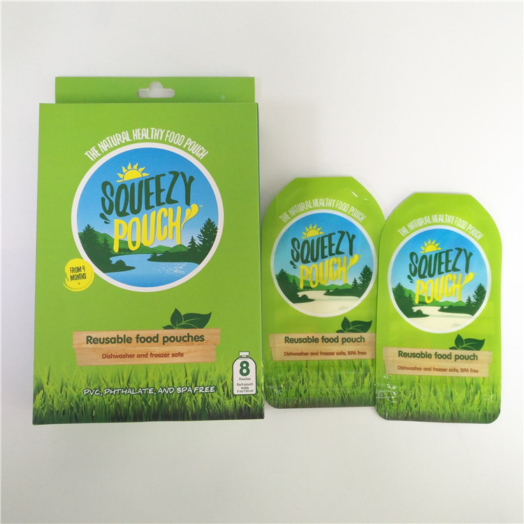 पुन: प्रयोज्य टोंटी पाउच पैकेजिंग BPA नि: शुल्क कस्टम मुद्रित डबल जिपर नोजल के साथ
