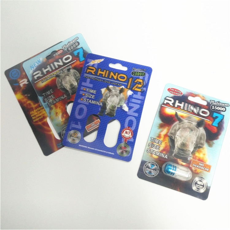 कला कागज ब्लिस्टर कार्ड पैकेजिंग राइनो पुरुष संवर्धन गोली बक्से अनुकूलित आकार