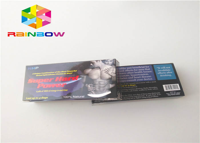 चिपकने वाला स्टीकर लेबल के साथ पुरुष संवर्धन पेय बोतल रैपिंग पेपर बॉक्स