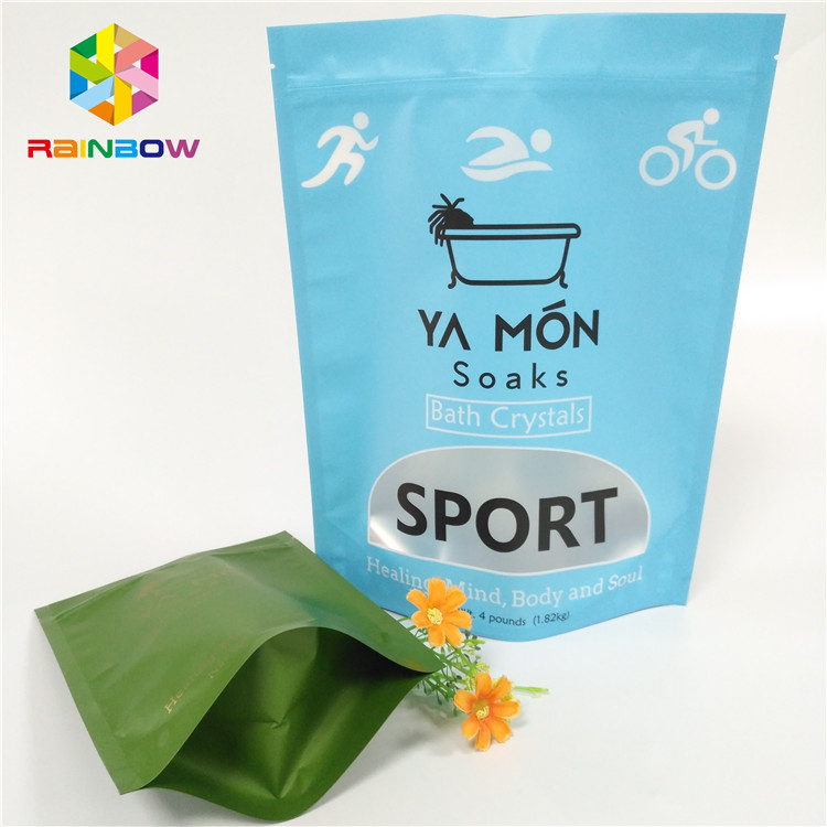 स्पष्ट खिड़की मैट प्लास्टिक पाउच पैकेजिंग एल्यूमीनियम पन्नी क्रिस्टल स्नान नमक गर्मी सील