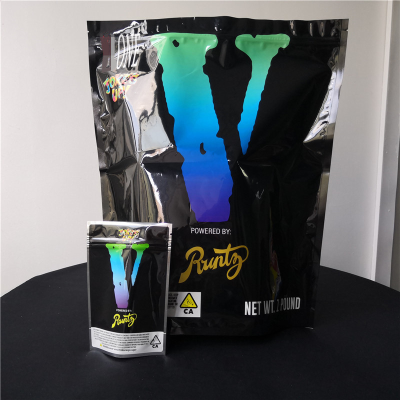 गंध प्रूफ प्लास्टिक स्टैंड थैली फूल Mylar पैकेजिंग बैग Resealable