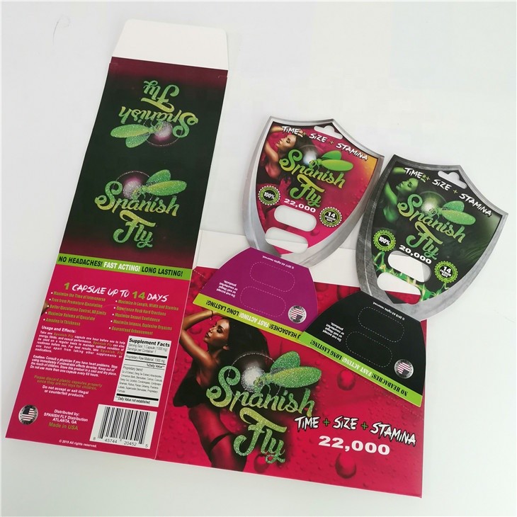 पुरुष संवर्धन गोलियां D2 सेक्स गोली कैप्सूल के लिए ब्लिस्टर पैक पैकेजिंग पेपर कार्ड