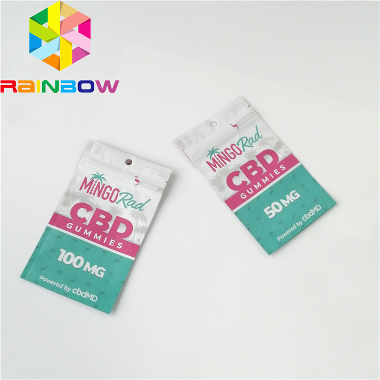 पुनर्नवीनीकरण प्लास्टिक पाउच पैकेजिंग ज़िपलॉक सीबीडी गमी कैंडी बैग ग्रैवर प्रिंटिंग