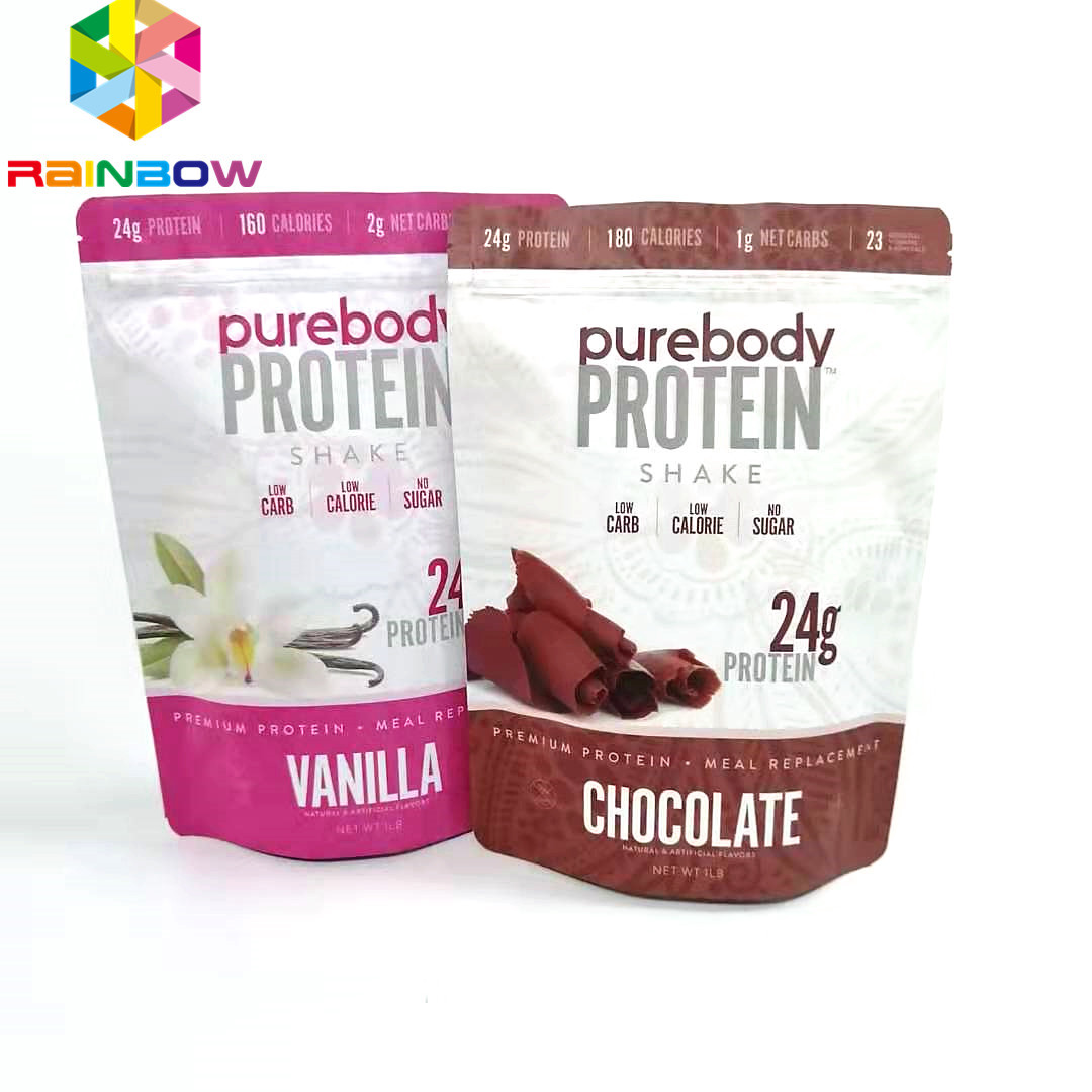 कम Moq डिजिटल प्रिंटेड स्टैंड अप पाउच जिपर बैग मेड क्राफ्ट फूड पैकेजिंग ड्रॉस्ट्रिंग