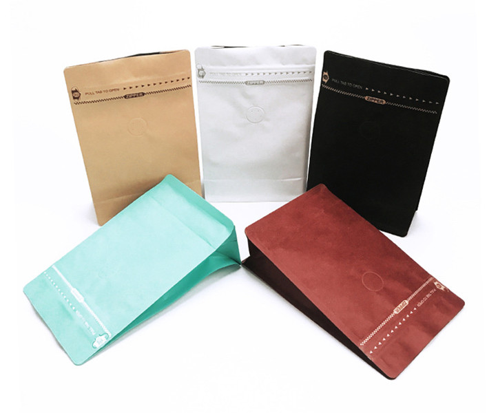 Flat Bottom Tea Bags Packaging Custom Printed Resealable Kraft Paper With Valve