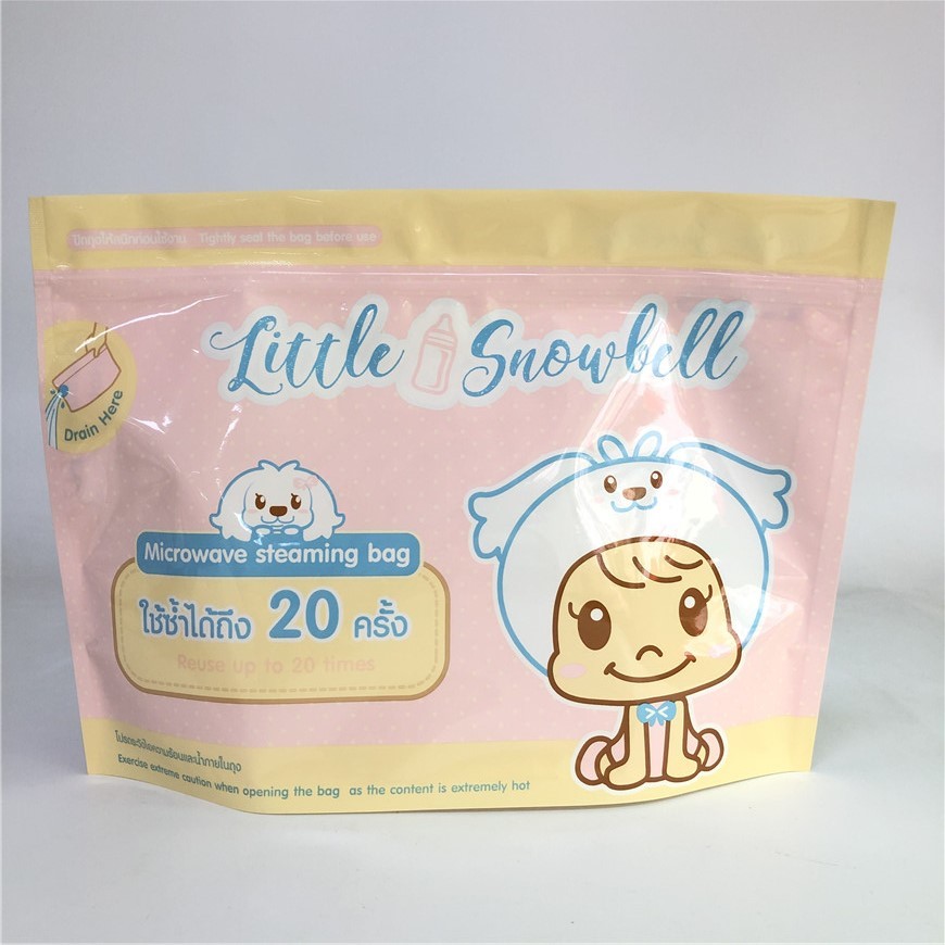 जिपर माइक्रोवेव बैग कस्टम प्रिंटिंग बायोडिग्रेडेबल 120-180 माइक मोटाई पर खड़े हो जाओ