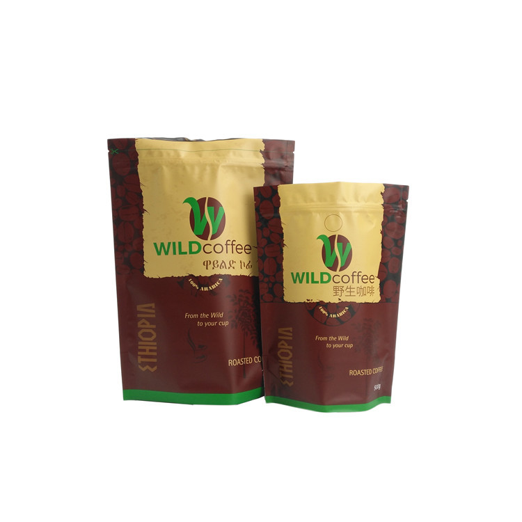 कस्टम मैट फिनिश कॉफी टी बैग्स, एल्यूमीनियम पन्नी ज़िप के साथ थैली खड़े हो जाओ