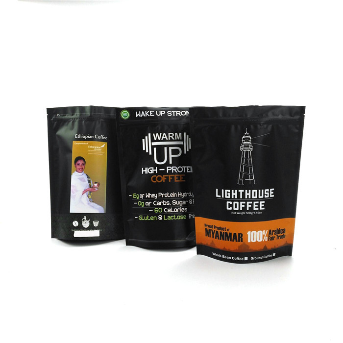 एल्यूमीनियम पन्नी मैट सफेद 1kg कॉफी Mylar बैग जिपर के साथ कॉफी बीन थैली खड़े हो जाओ