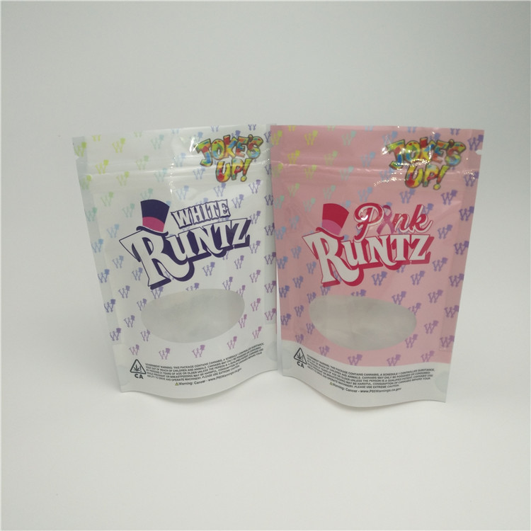 गांजा पैकिंग के लिए खिड़की के साथ गंध प्रूफ हर्बल पैकेजिंग बैग जिपलॉक बैग