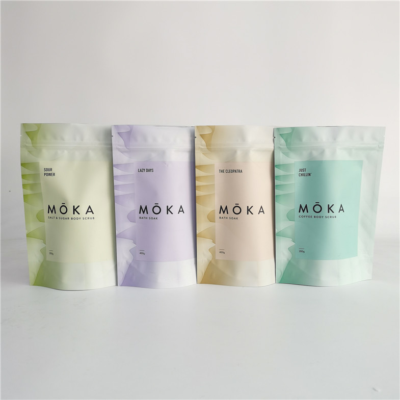 अंदर पन्नी के साथ स्नान नमक के लिए ज़िपलॉक पाउच बॉडी स्क्रब पैकेजिंग बैग खड़े हो जाओ