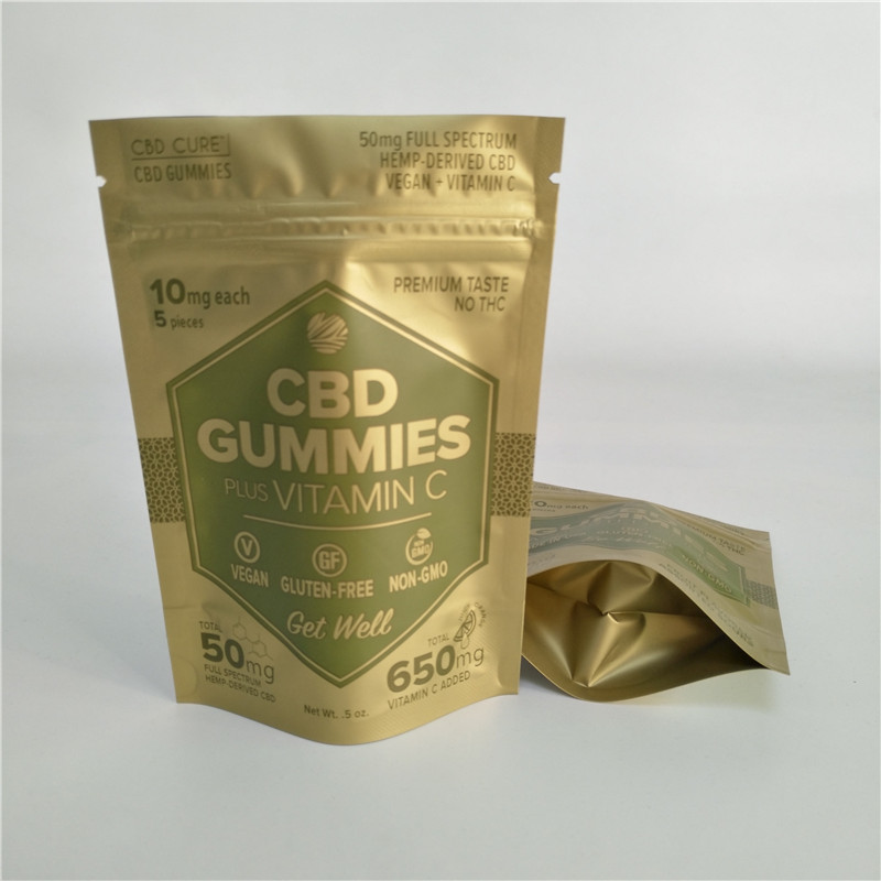 डिजिटल प्रिंटिंग मैट गोल्ड स्टैंड जिपर पाउच छोटे सबूत Mylar बैग मातम के लिए