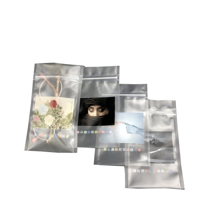 नीचे की ओर पाउच पर दो पक्षीय सील गुना थोक कस्टम सजावट पैकेजिंग बैग Recyclable स्पष्ट प्लास्टिक बैग