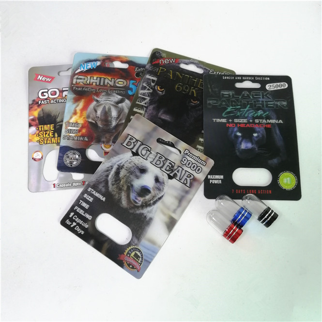 पाउडर सेक्स कैप्सूल के लिए पेपर बॉक्स के साथ यौन संवर्धन गोलियां राइनो मैक्स 150K 3 डी ब्लिस्टर कार्ड