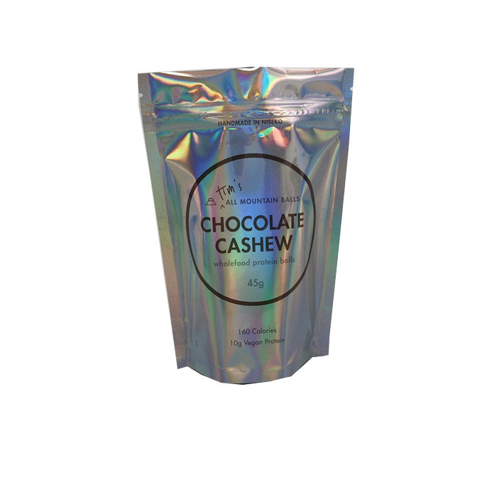 थोक अनुकूलित होलोग्राफिक टुकड़े टुकड़े में ज़िप ताला प्लास्टिक Mylar पाउच प्रोटीन गेंदों बैग