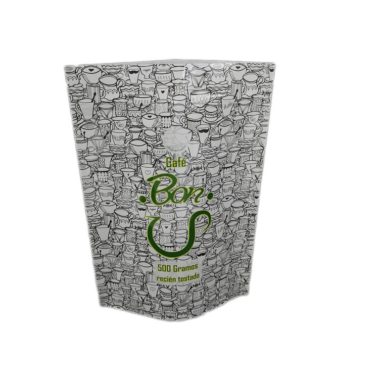 कॉफी / कुकी पैकेजिंग के लिए ग्लॉसी फिनिश कस्टम 500 जी स्टैंड पाउच जिपर बैग