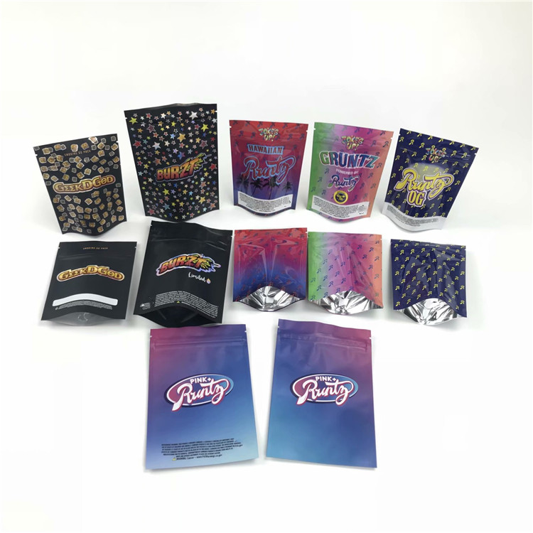 स्वनिर्धारित यूवी बाल प्रूफ 3.5 जी 7 जी मिनी पाउच के लिए प्रोलोल कुकीज़ बाल प्रतिरोधी डॉयपैक्स खड़े हो जाओ