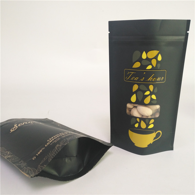 Resealable जिपर 250G 500G 80gsm PMS कलर क्राफ्ट पेपर बैग