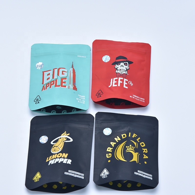 3.5 ग्राम कस्टम मुद्रण खरपतवार पैकेजिंग ज़िपलॉक गंध सबूत कुकीज़ Mylar बैग चाइल्डप्रूफ ज़िपलॉक बैग