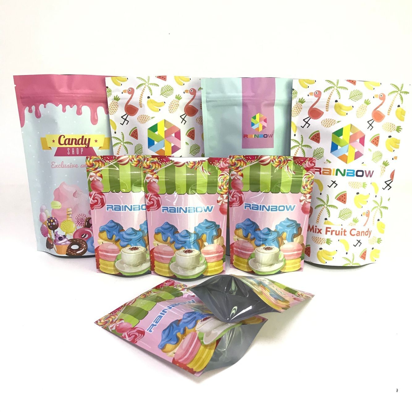 डिजिटल प्रिंटिंग अल्युमीनियम फ़ॉइल दिखाओ बैग कैंडी पैकेजिंग बैग खड़े हो जाओ