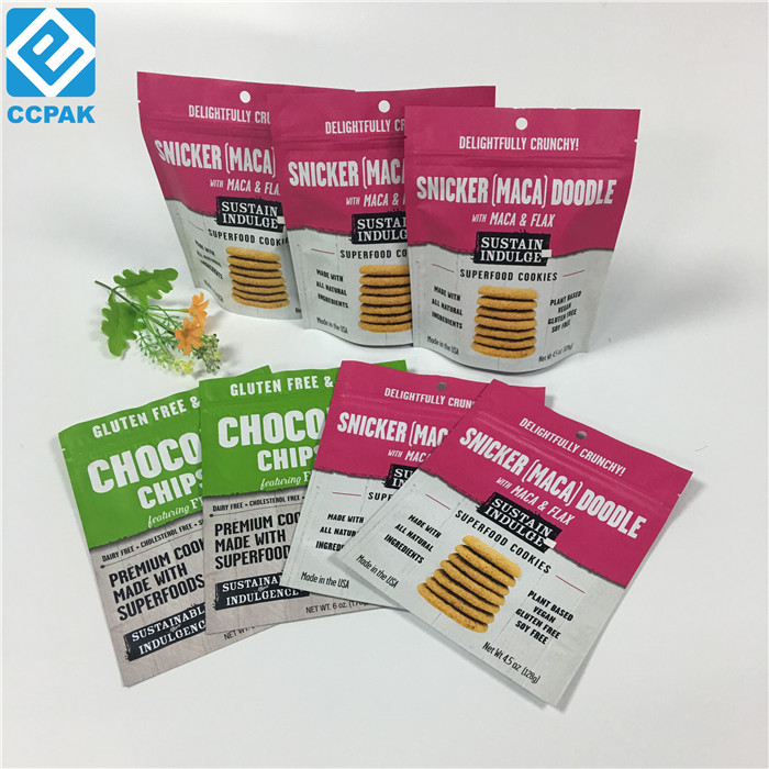 नट्स ड्राई फ्रूट के लिए जिप लॉक पाॅकगैंगिंग बैग के साथ रेसेबल फूड पाउच बैग