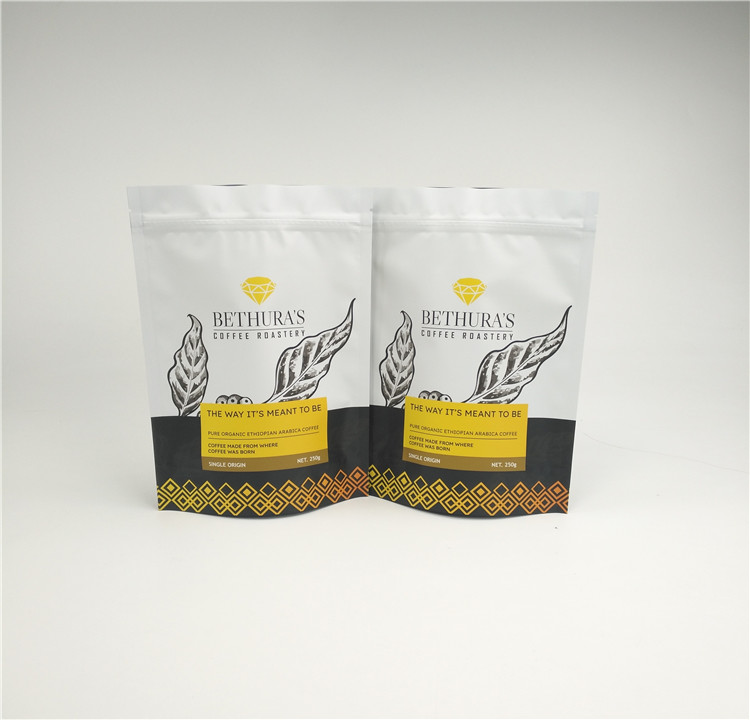 कॉफी बीन्स के लिए 140mic MOPP पुन: प्रयोज्य साइड गसलेट मायलर बैग