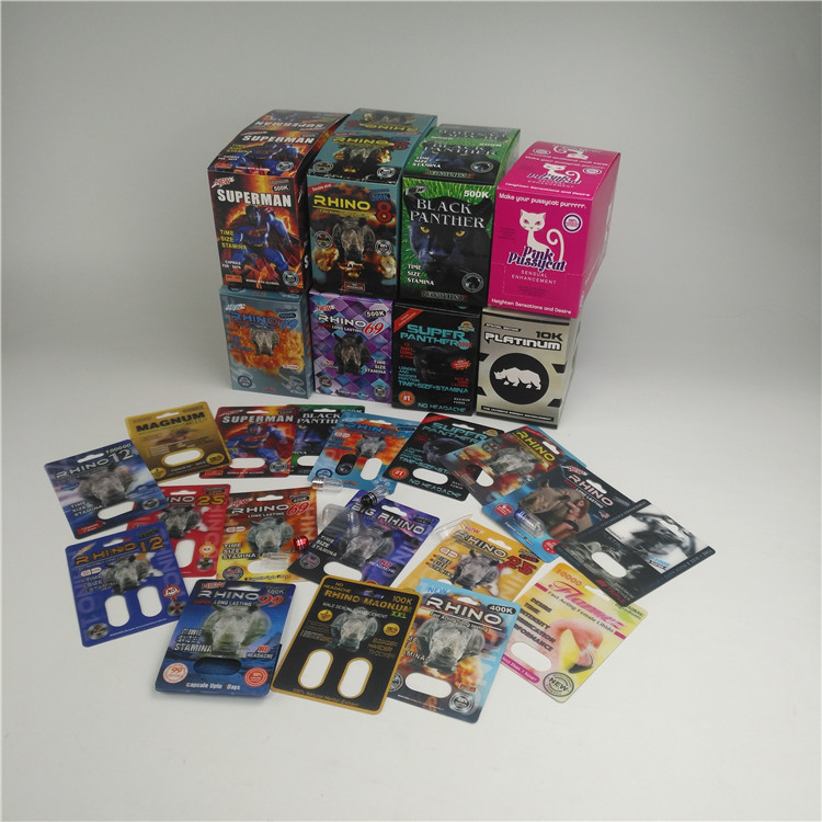 MOPP 350g मोटाई ब्लिस्टर 3 डी कार्ड राइनो पुरुष संवर्धन गोली