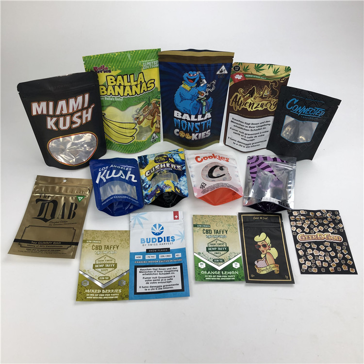 CBD 3.5g सॉफ्ट टच कुकी बैग स्मेल प्रूफ मायलर चाइल्डप्रूफ पन्नी पाउच पैकेजिंग