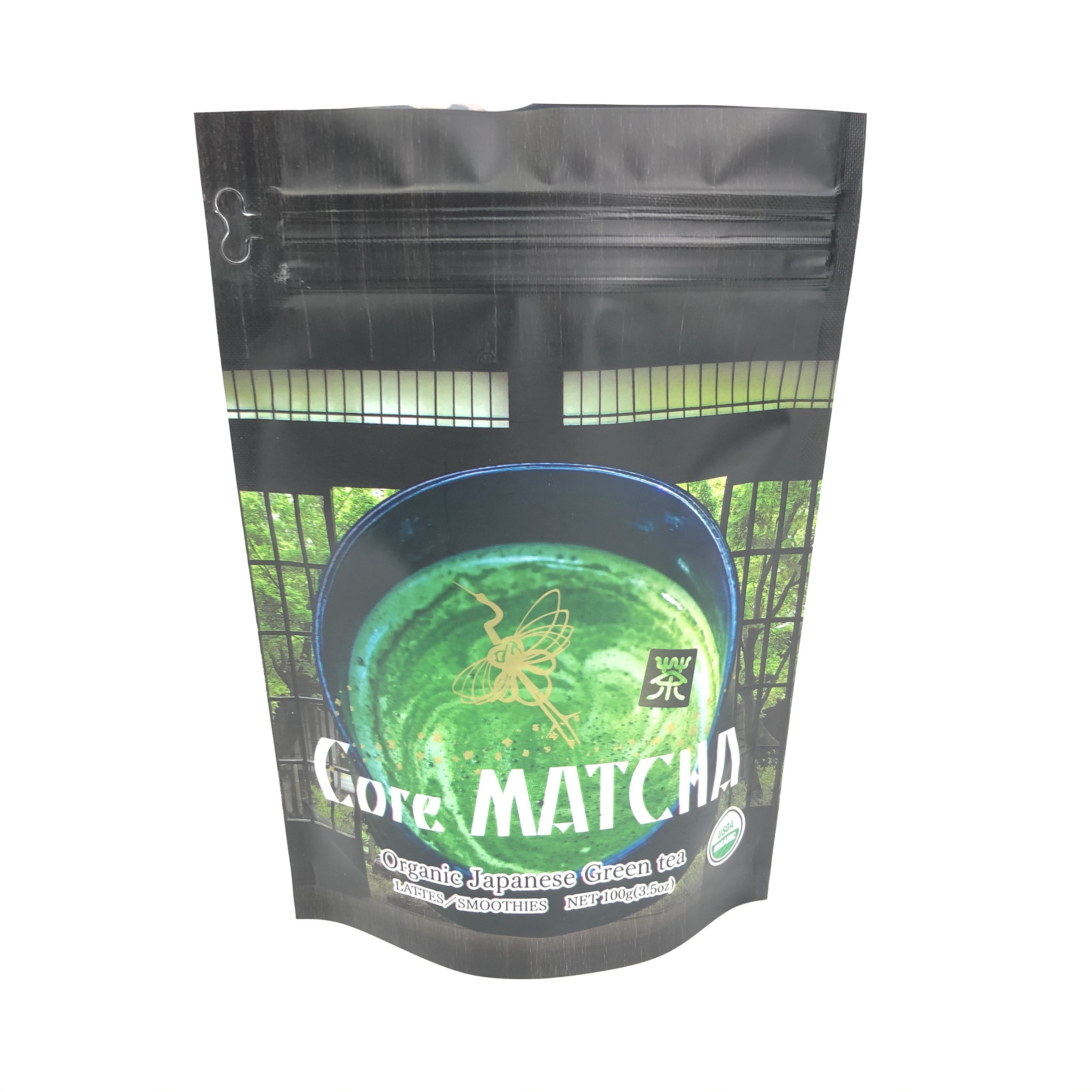 ग्रीन टी के लिए एमओपीपी रेसेलेबल स्टैंड अप पाउच 120 माइक्रोन