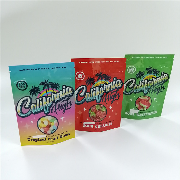 सीबीडी फूल जड़ी बूटी ज़िपलॉक तीन साइड सील पाउच अनुकूलित मुद्रित टुकड़े टुकड़े में