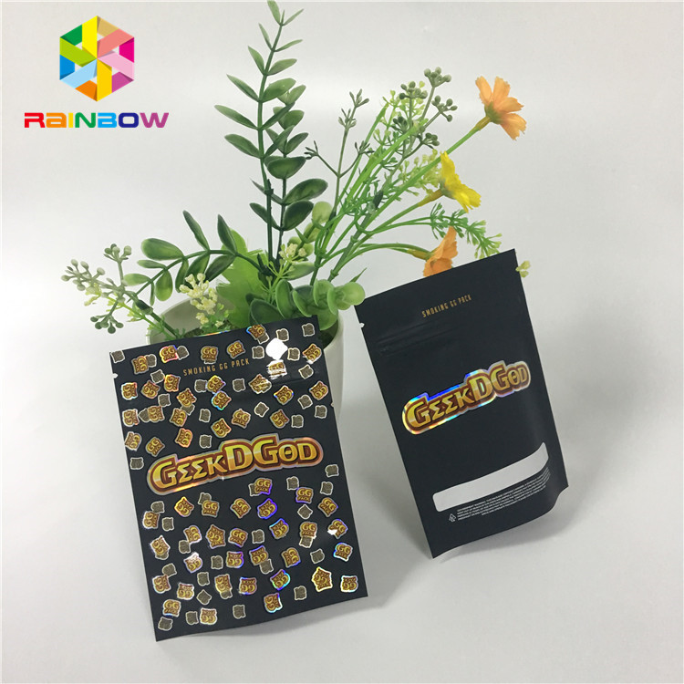 प्लास्टिक Mylar Ziplock कस्टम स्टैंड अप पाउच 150mg ब्लैक मैट